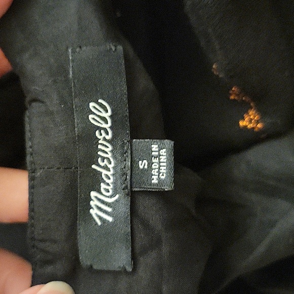 Madewell | Black Embroidered Signal Dress with Orange Stitching in size Small - Picture 9 of 11